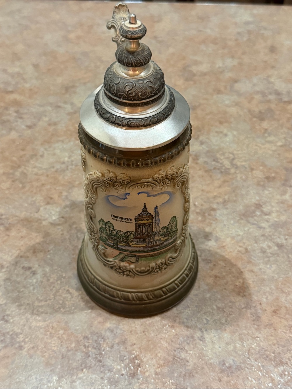 Authentic King Werk German Beer
Stein. Lid is a little bent.